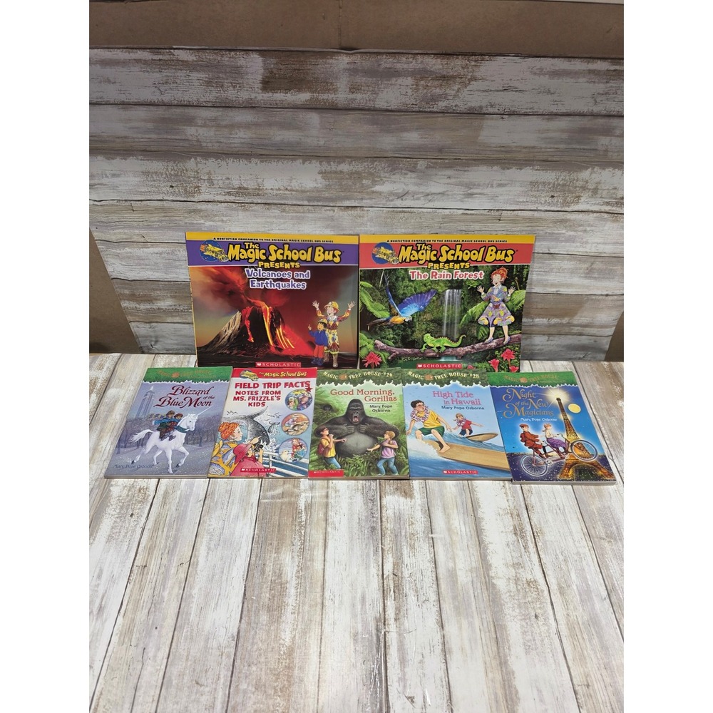 Scholastic Magic School Bus and Magic Tree House Book Lot‎ 7 Paperback Bundle